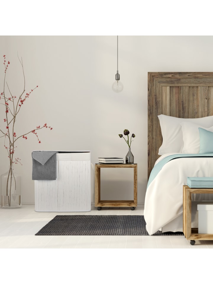 relaxdays Wäschekorb in Weiß - (B)62,5 x (H)62 x (T)42,5 cm günstig kaufen onesize