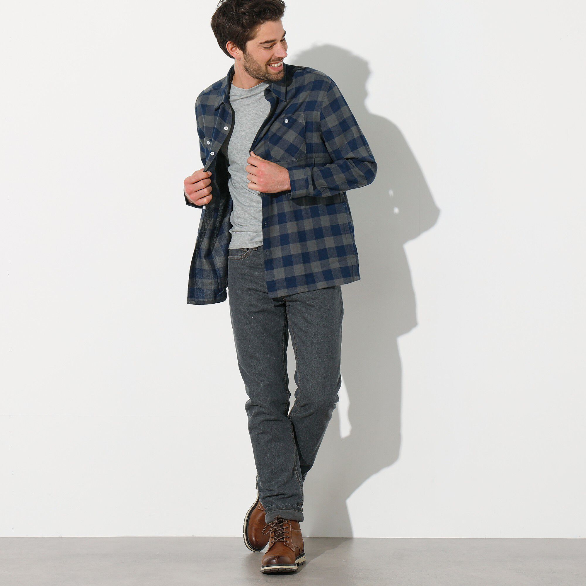 Jean droit 5 poches doublé flanelle chaude
