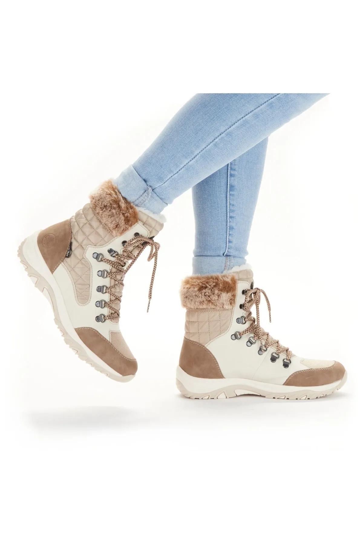 Rieker  Stiefelette - Beige - Flacher Absatz