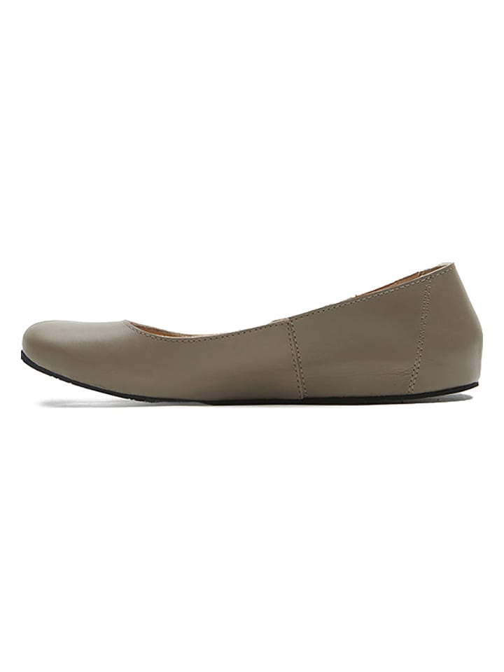 Comfortfusse Leder-Ballerinas in Taupe günstig kaufen