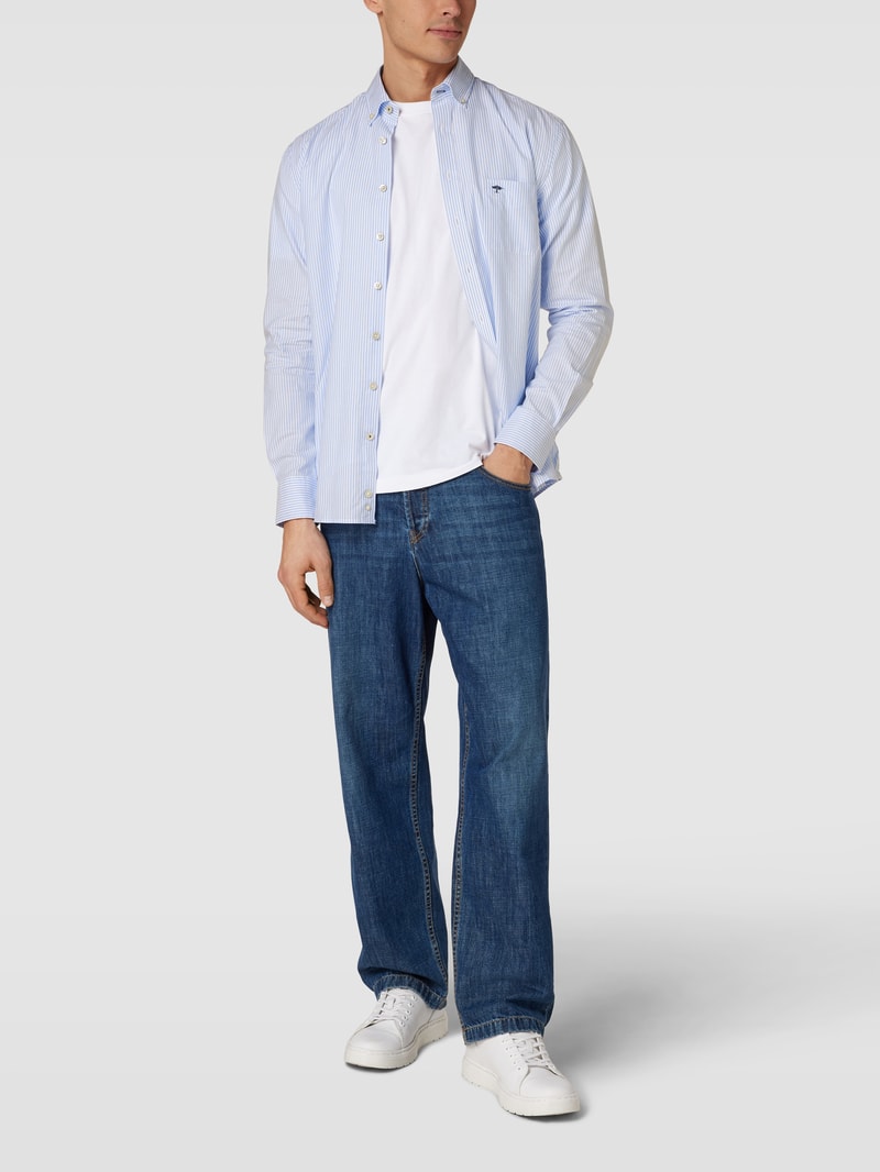 Regular Fit Freizeithemd mit Streifenmuster Modell 'All Season' in bleu