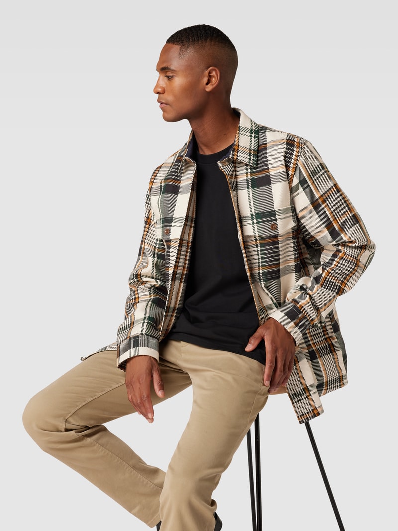 Overshirt mit Karomuster Modell 'Twill' in kitt