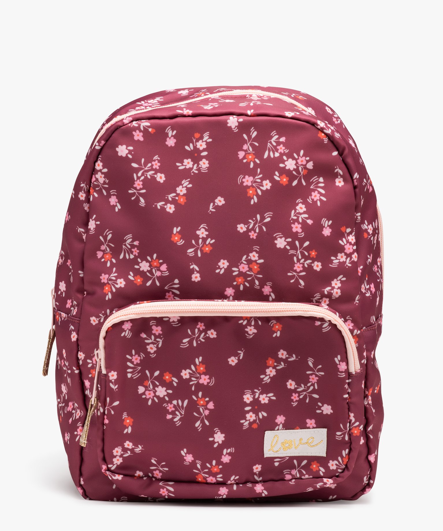Sac à dos en toile à motifs fleuris fille rose | GEMO