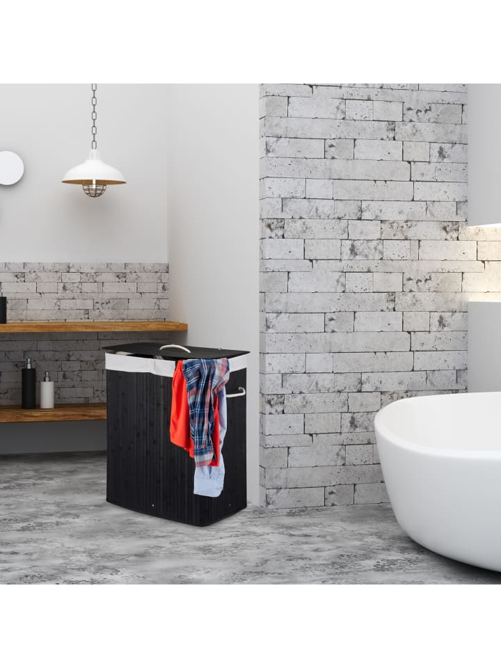 relaxdays Wäschekorb in Schwarz - (B)55 x (H)63 x (T)35 cm günstig kaufen onesize