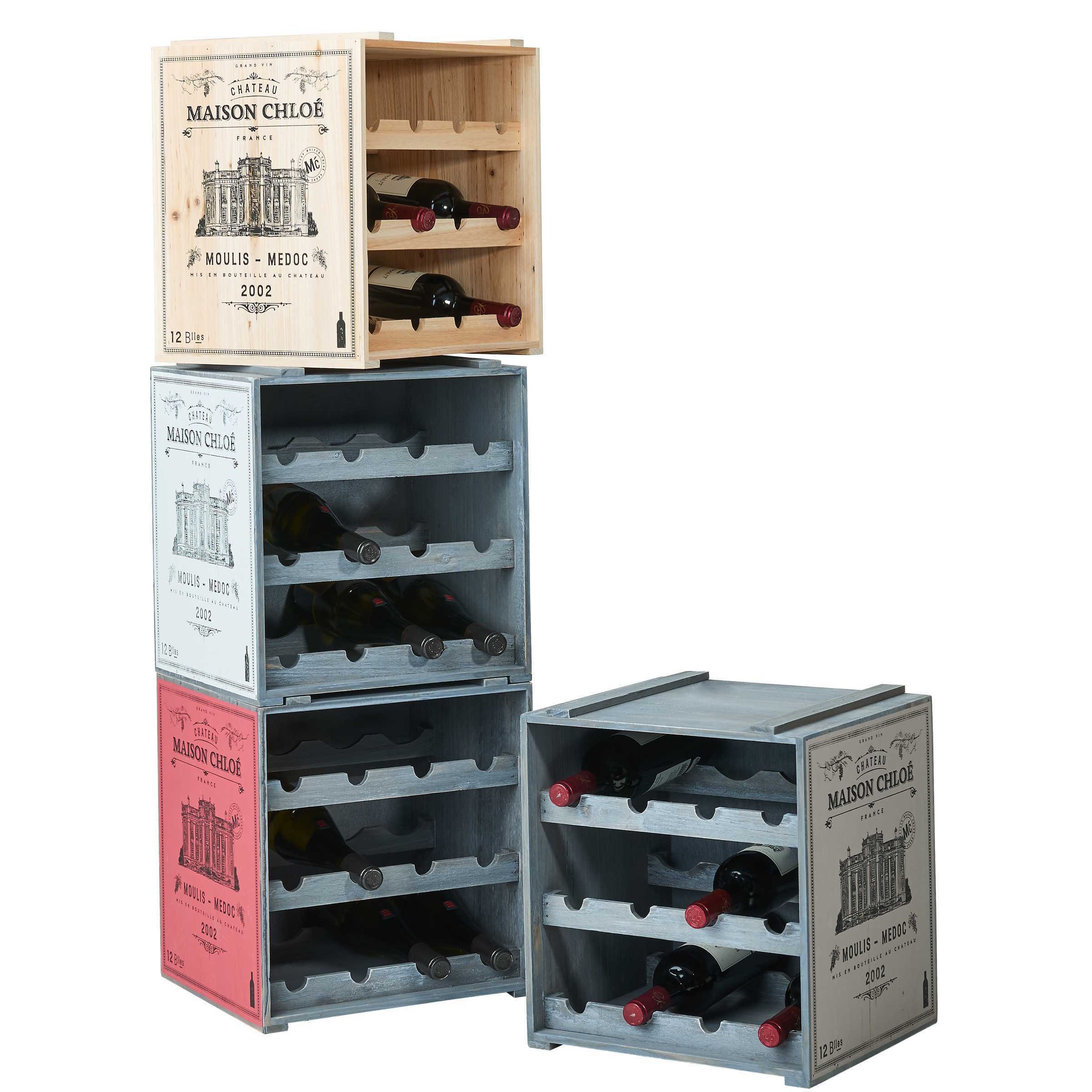 BUTLERS Weinregal VINOTHEK Weinregal, Weinkiste aus Tannenholz in Natur- Flaschenregal