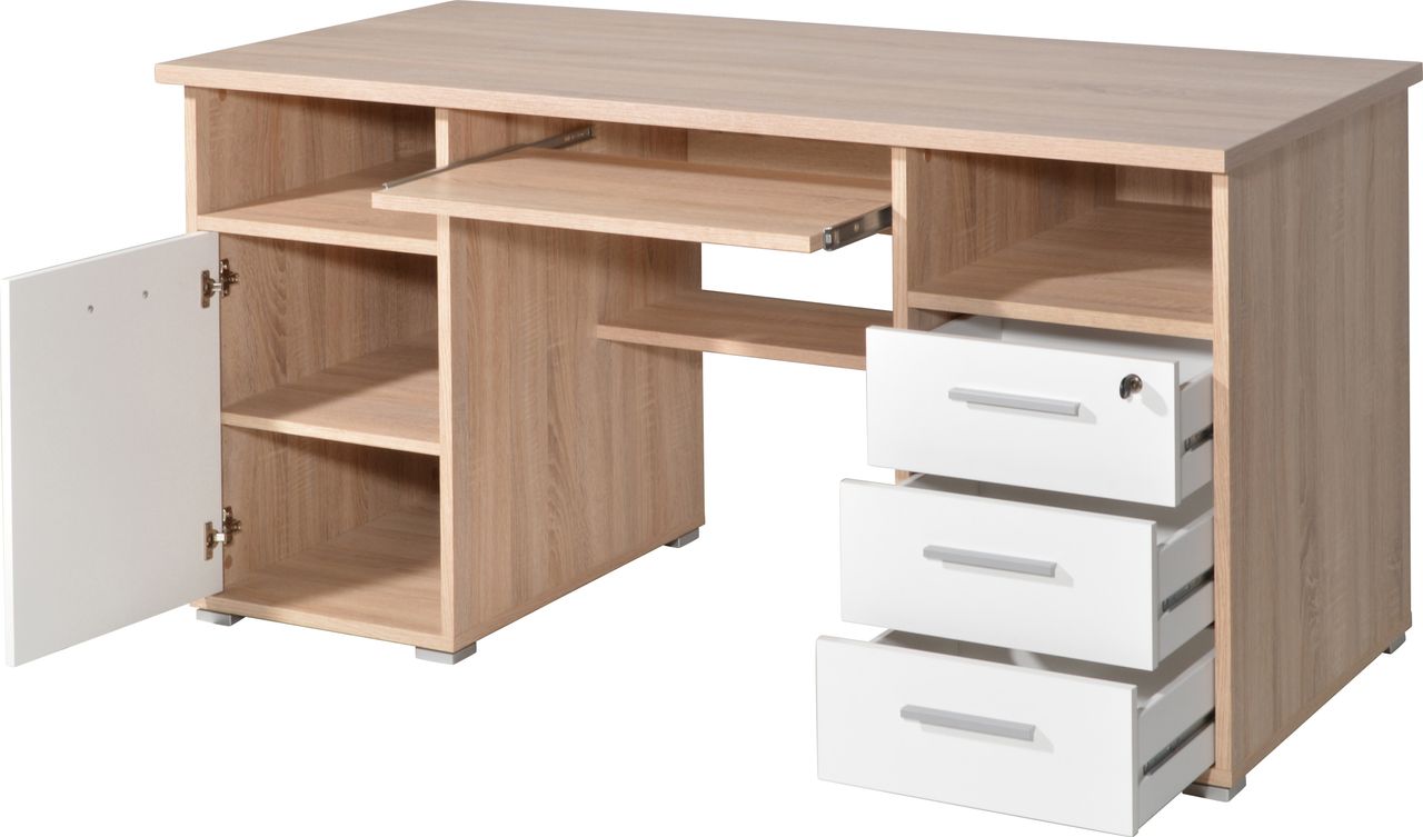 Trendstabil Schreibtisch 0484 Sonoma-Eiche-Nb./Weiß