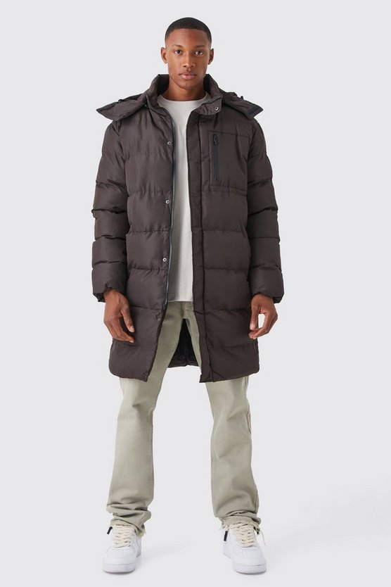 Mittellange Steppjacke mit Kapuze