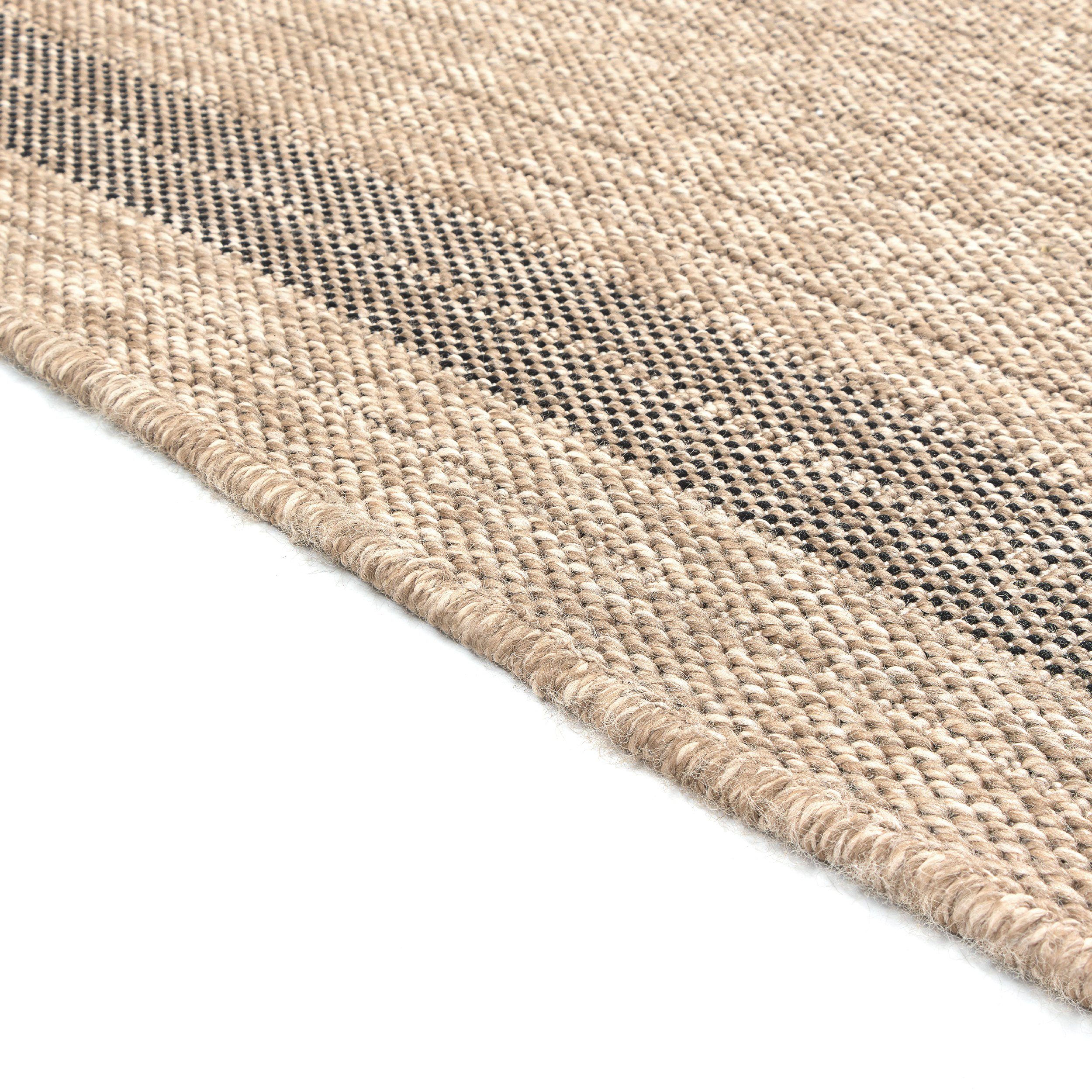 Teppich Outdoor & Indoor Teppich wetterfest Sisal-Jute-Optik, TaCa Home, rechteckig, Höhe: 10 mm, Terrasse Balkon Garten Wohnzimmer Bad Küche, Bordüre A - 80x150cm