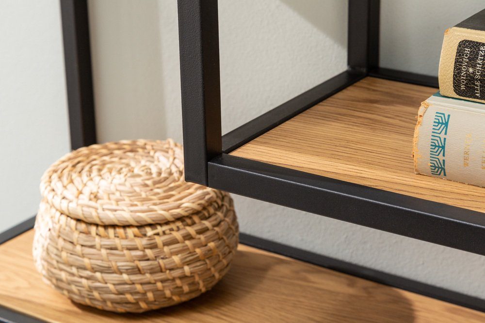 riess-ambiente Wandregal SLIM LINE 91cm natur / schwarz, Einzelartikel 1-tlg., Wohnzimmer · Holzwerkstoff · Metall · eckig · 5 Fächer · Industrial