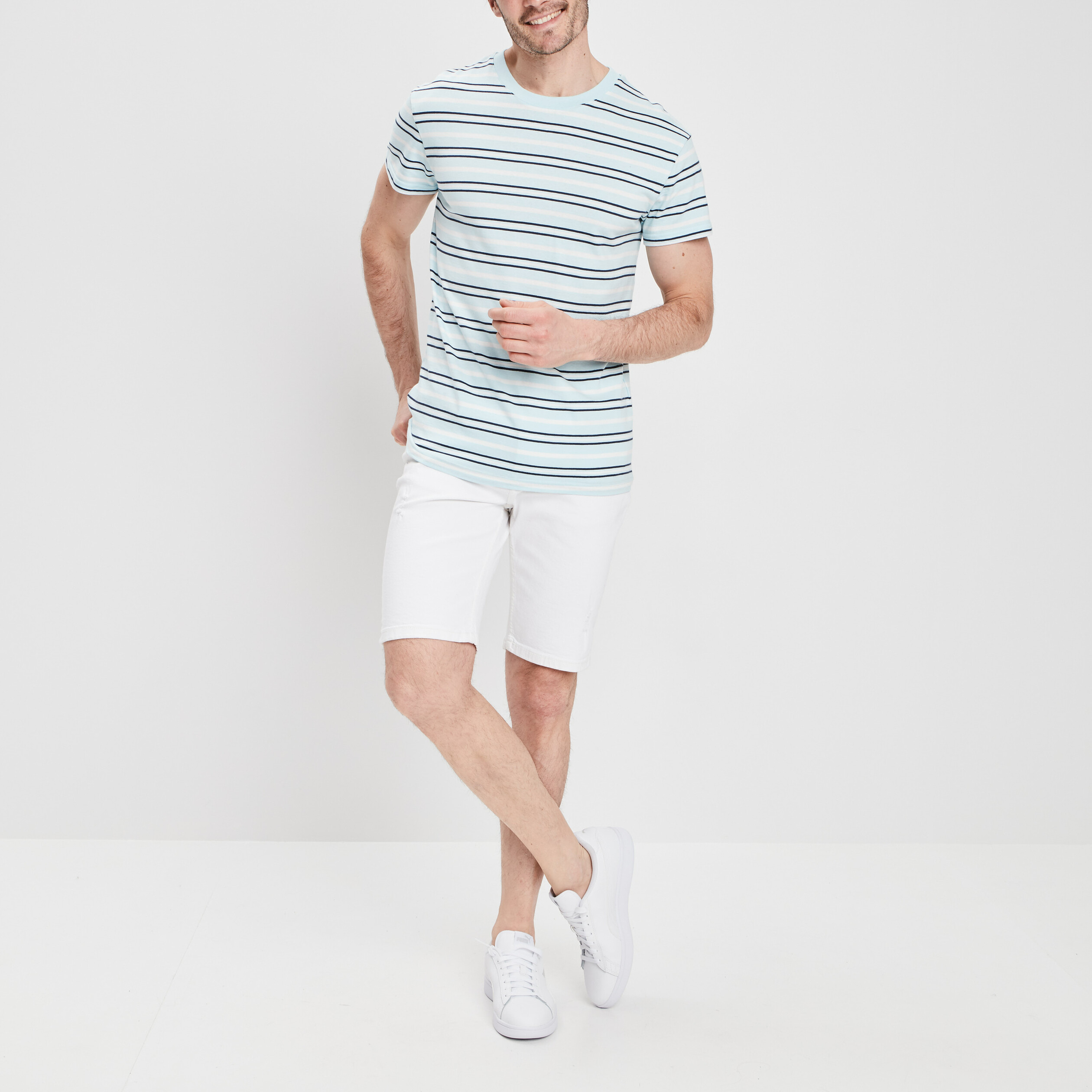 T-shirt manches courtes bleu turquoise homme | La Halle