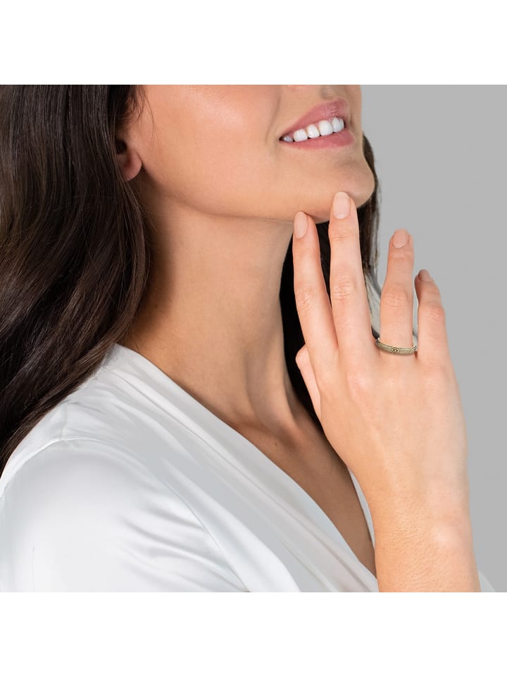 Glanzstücke München Ring Sterling Silber gelbgold Emaille schwarz in gelbgold günstig kaufen