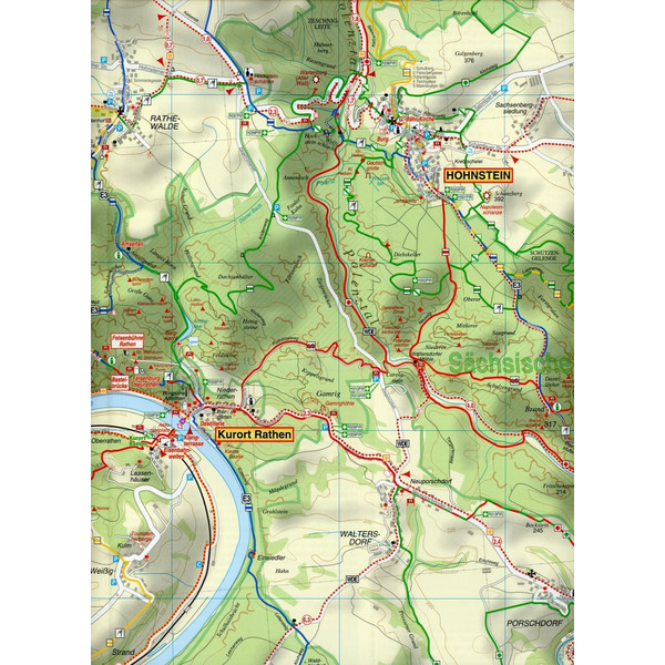 Radwander- und Wanderkarte Königstein, Kurort Rathen und Umgebung 1 : 20 000 - Wanderkarte