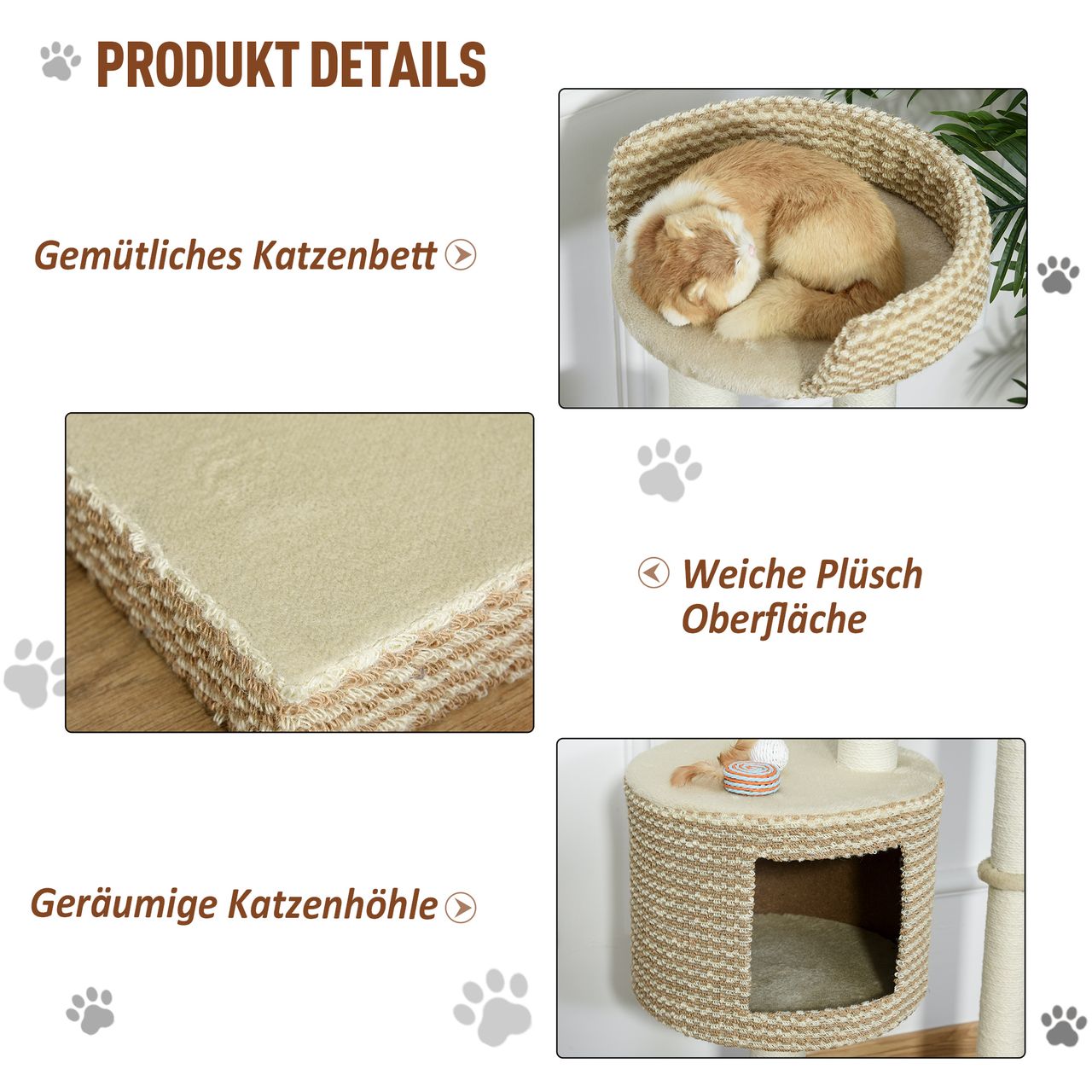 PawHut Katzenbaum Kratzbaum Kletterbaum kuschelige Aussichtsplattformen