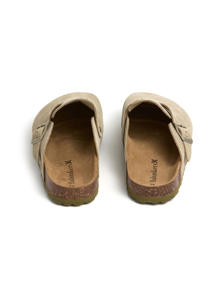 babunkers Pantoletten  in khaki günstig kaufen