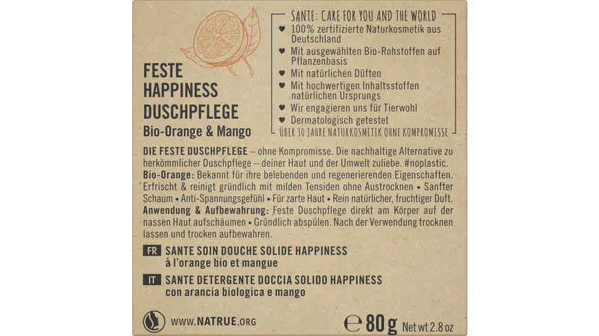 SANTE Feste Happiness Duschpflege Bio-Orange & Mango 60 g