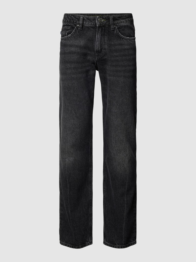Modern Fit Jeans mit Label-Detail Modell 'MITCH' in dunkelgrau
