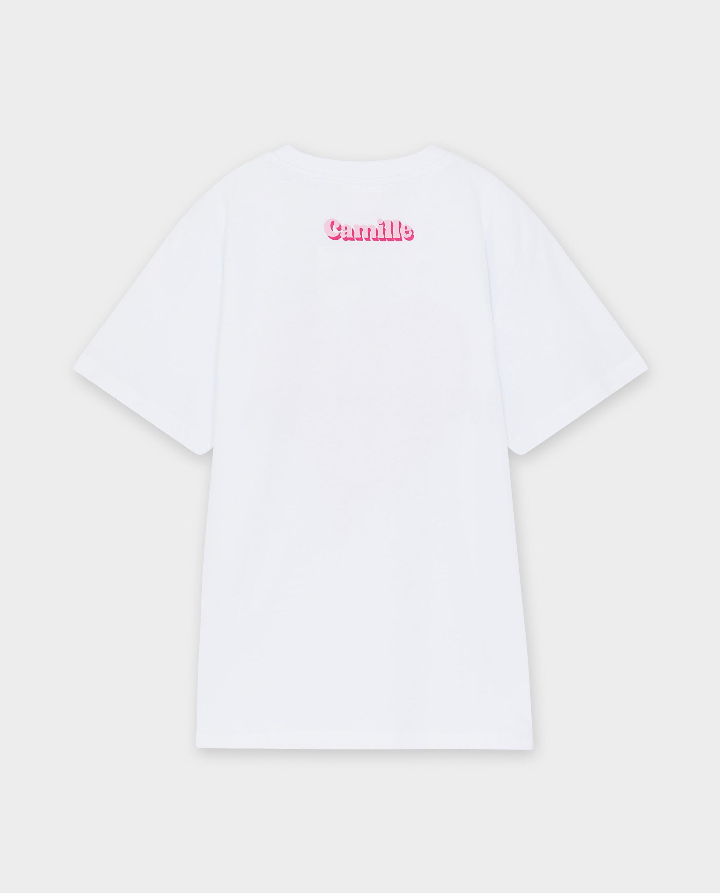 CAMILLE Insomnia póló csillámos mintával, unisex, 4-14 éves, fehér