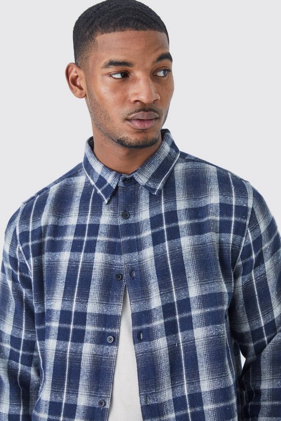 Tall langärmliges kariertes Overshirt
