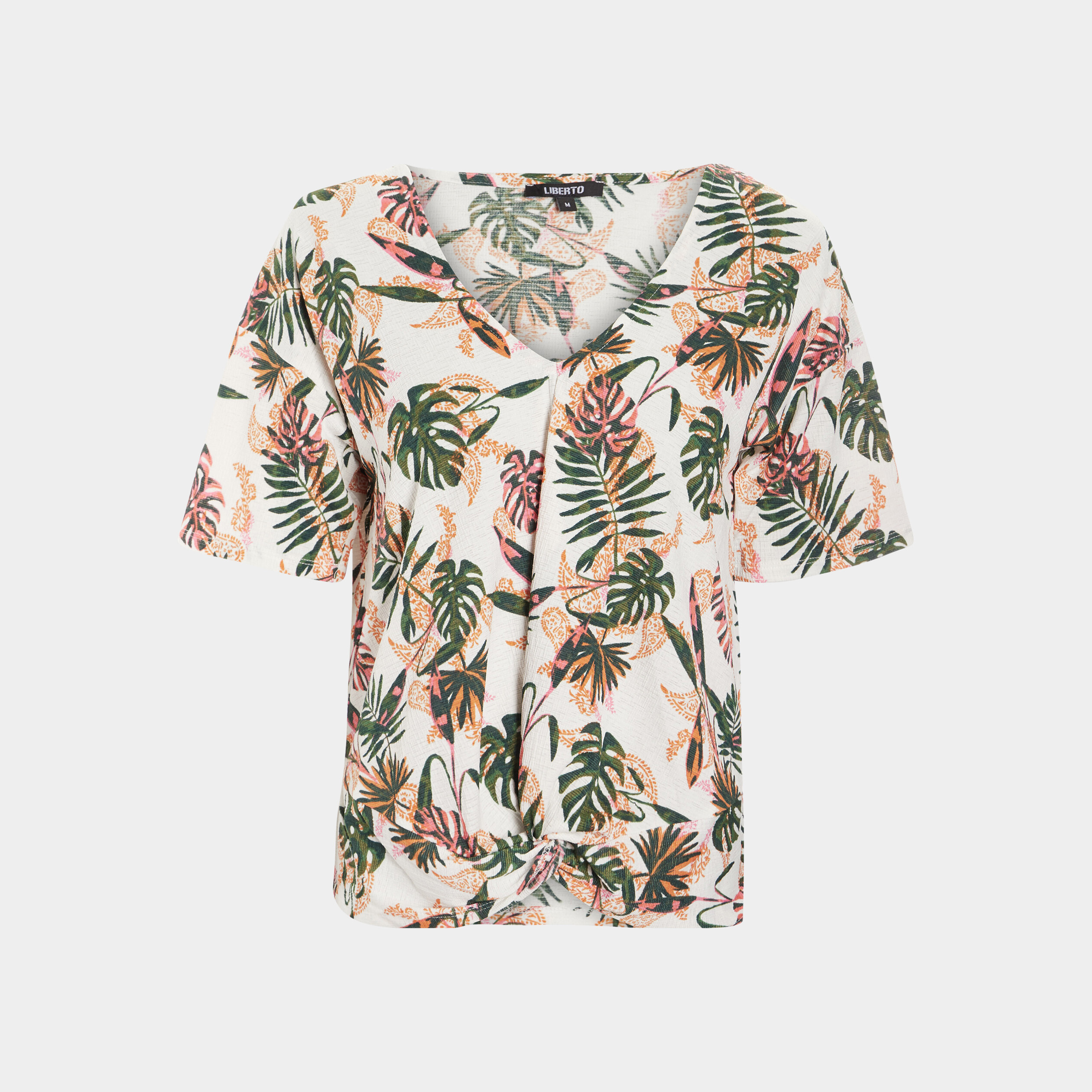 T-shirt manches courtes détail noeud ecru femme | La Halle