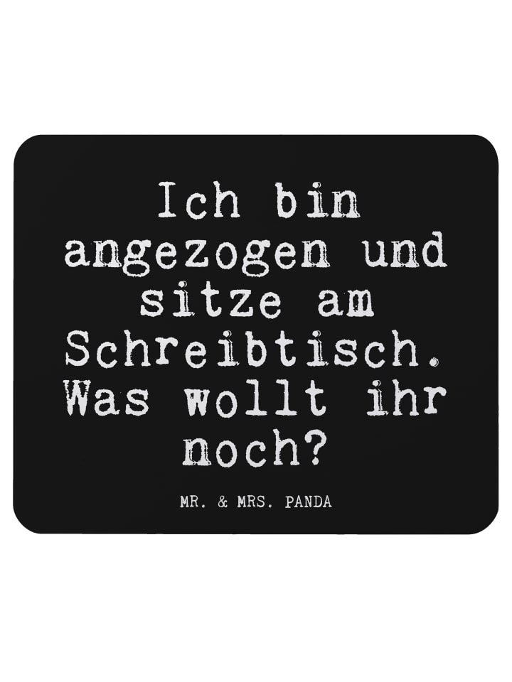 Mr. & Mrs. Panda Mauspad Ich bin angezogen und... mit Spruch in Schwarz günstig kaufen onesize