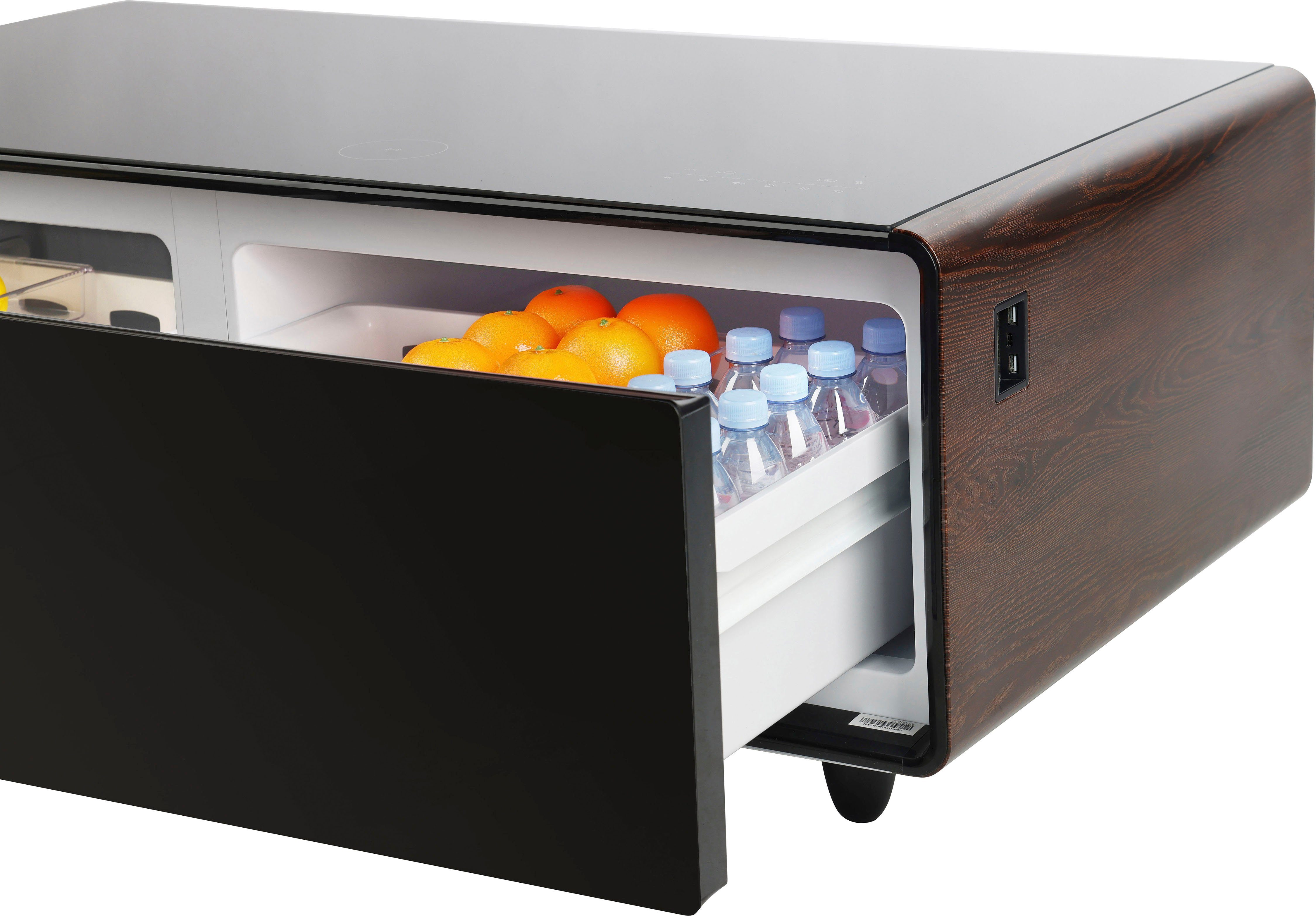 Caso Getränkekühlschrank 794, 46 cm hoch, 130,5 cm breit, Loungetisch mit Kühlfächern, Soundbar und Lademöglichkeiten
