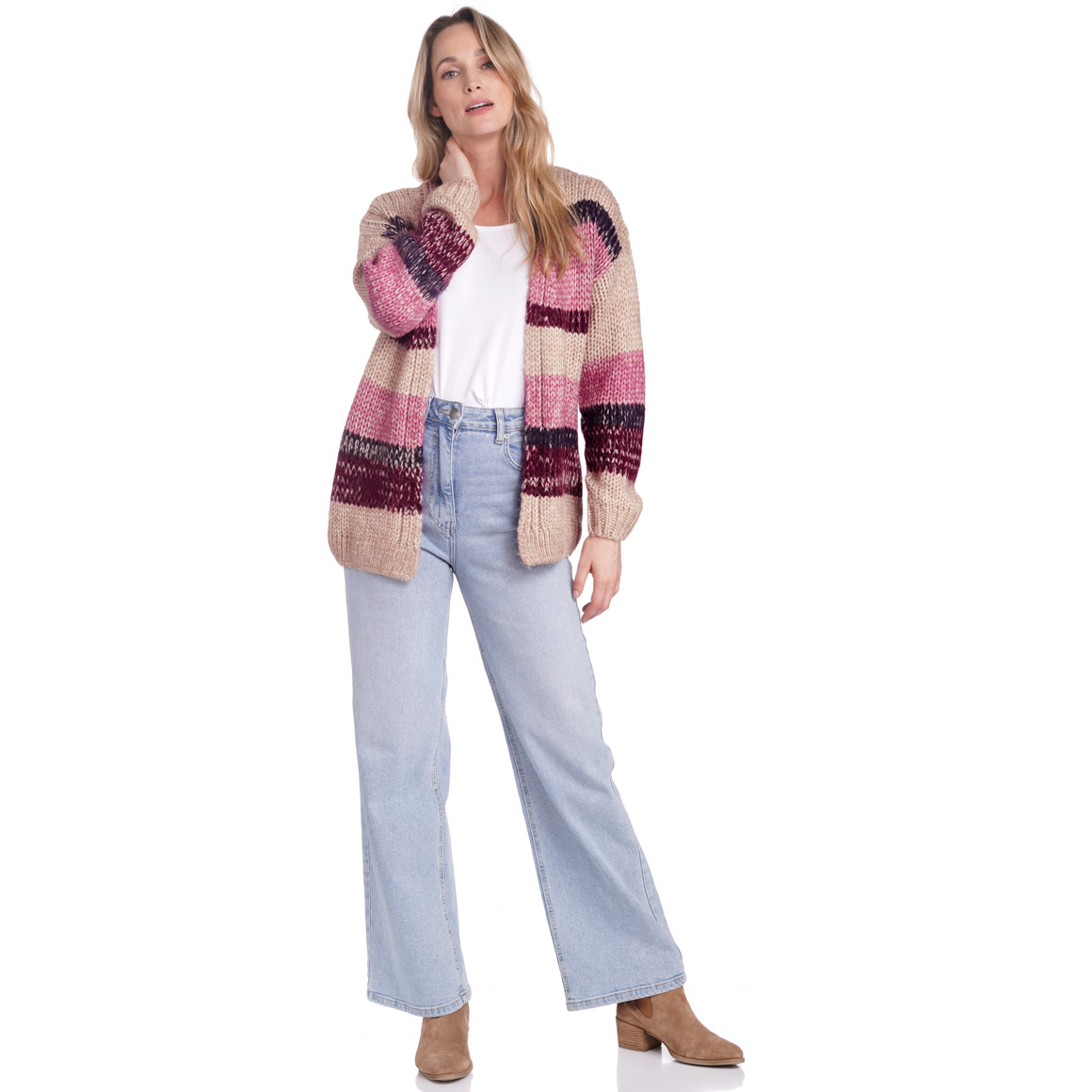 Damen Strickjacke im Streifen-Look