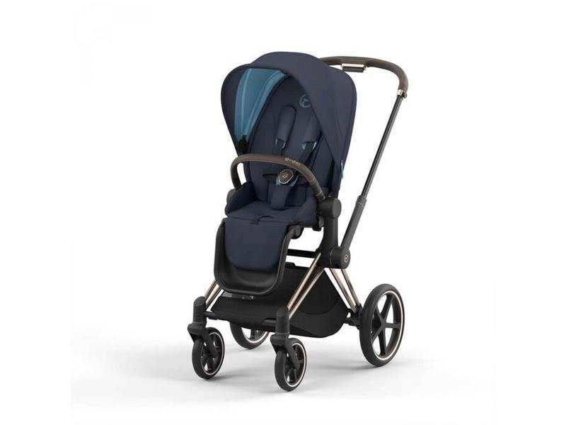 Poussette PRIAM 4 châssis Rose Gold habillage Nautical Blue
