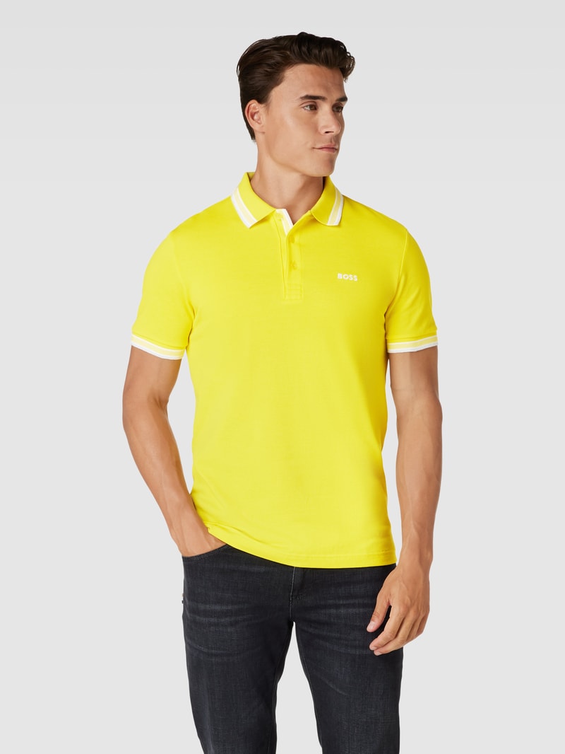 Poloshirt mit Label-Stitching Modell 'PADDY' in gelb