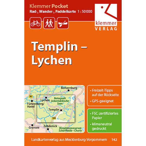 TEMPLIN - LYCHEN RAD-, WANDER- UND PADDELKARTE - Karte