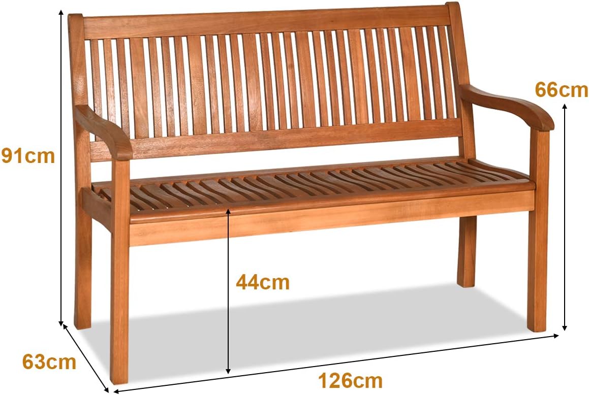 Costway COSTWAY Gartenbank Holz bis 320kg belastbar, 2-3 Sitzer