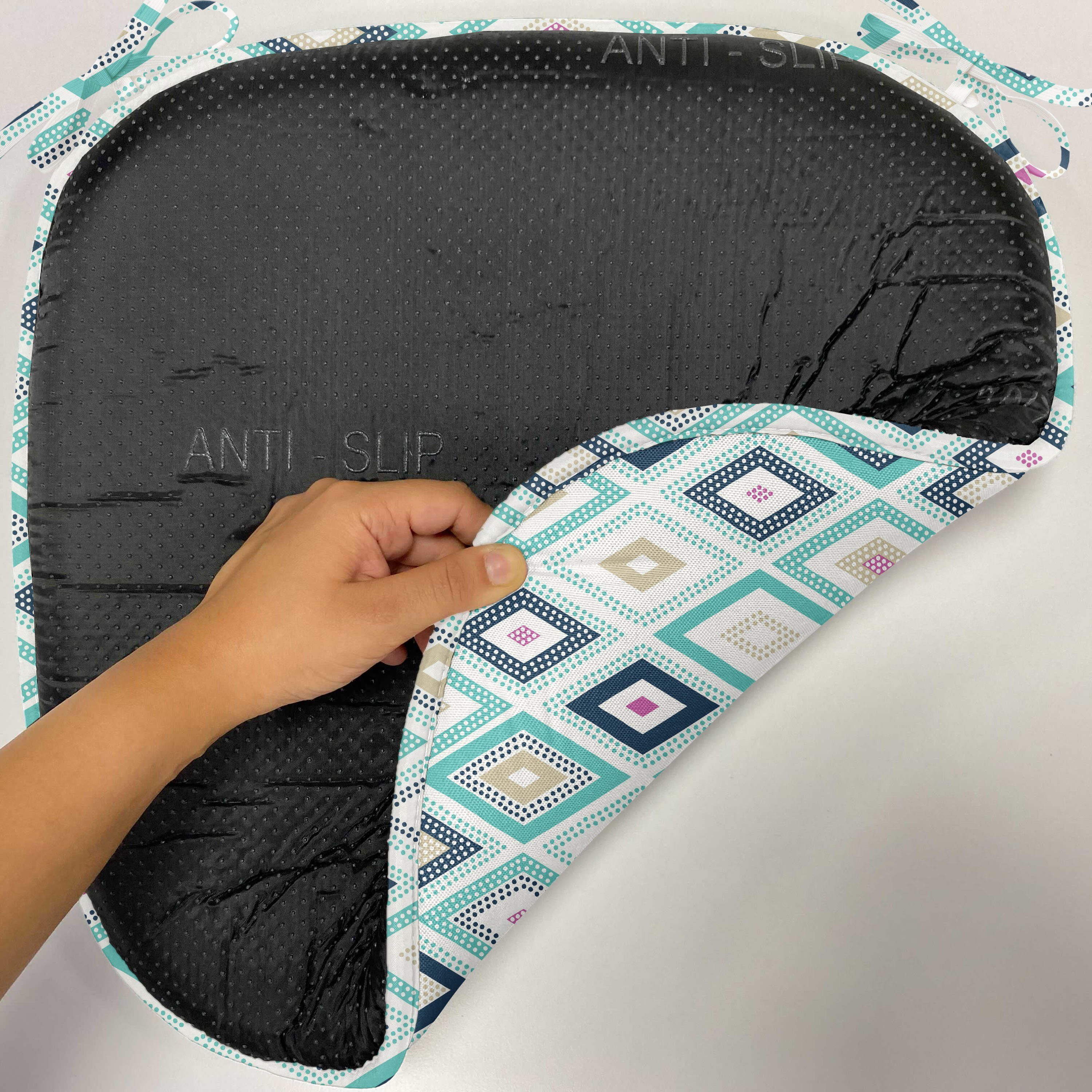 Abakuhaus Stuhlkissen Dekoratives wasserfestes Kissen mit Riemen für Küchensitze, Bunt Dots Rhombus Diamant
