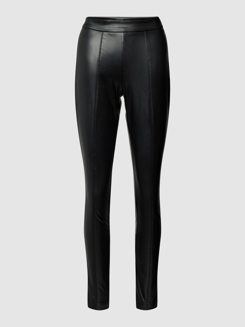 Leggings in Leder-Optik mit elastischem Bund in schwarz
