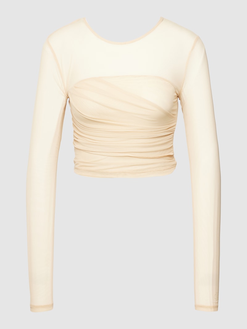 Cropped Longsleeve im semitransparenten Design in sand