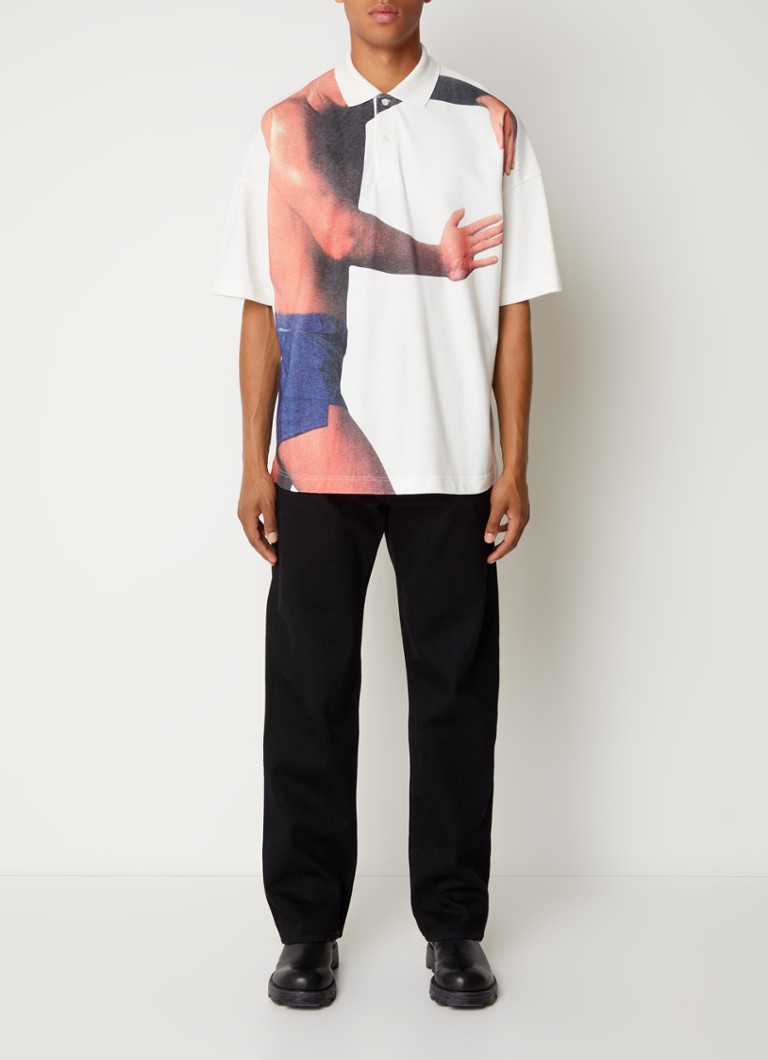 Tricou polo JW Anderson cu imprimeu cu ținte și croială lejeră