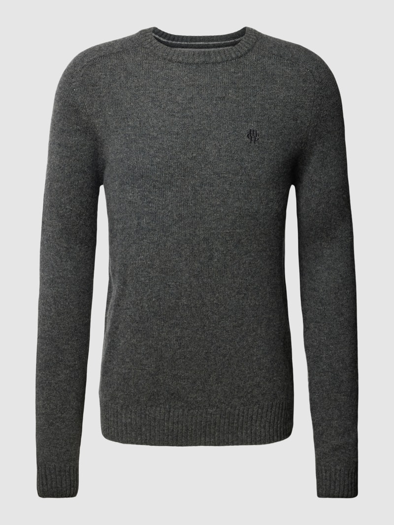 Strickpullover aus Lammwolle Modell 'TANGUY' in dunkelgrau meliert