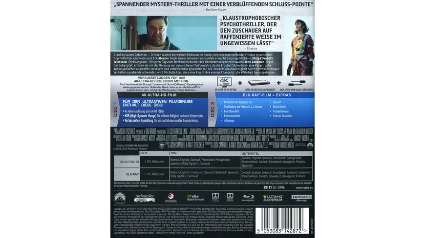 10 Cloverfield Lane  (4K Ultra HD) (+ Blu-ray 2D)