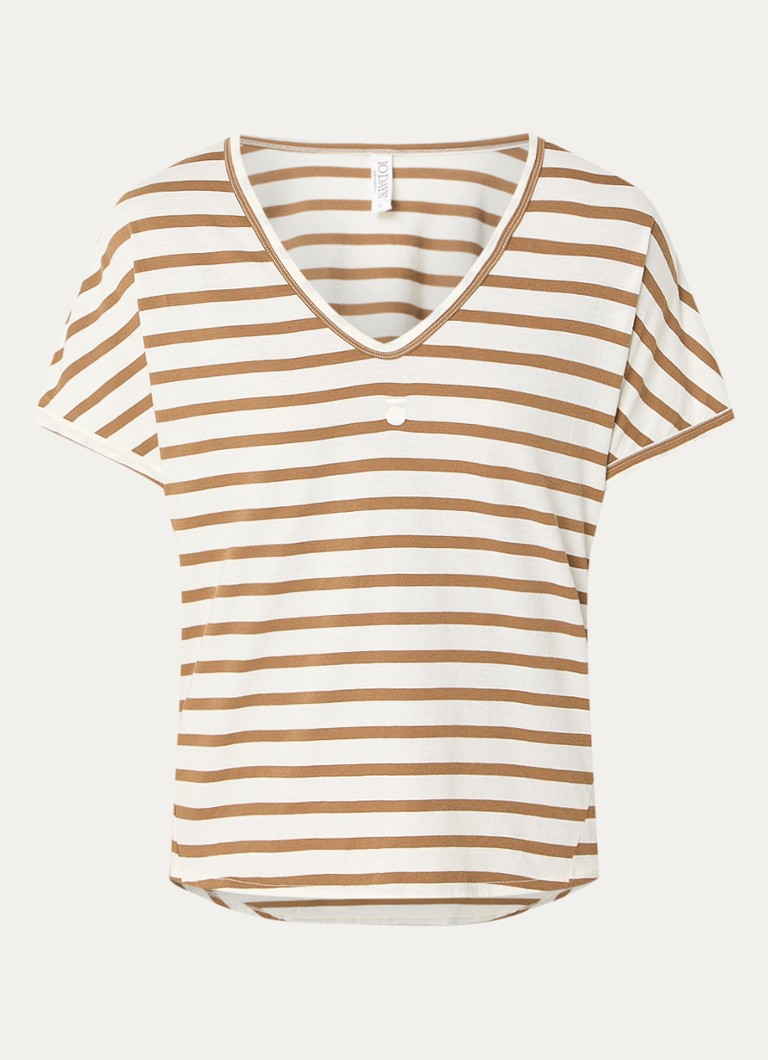10DAYS organic cotton T-shirt with logo embroidery and stripe print