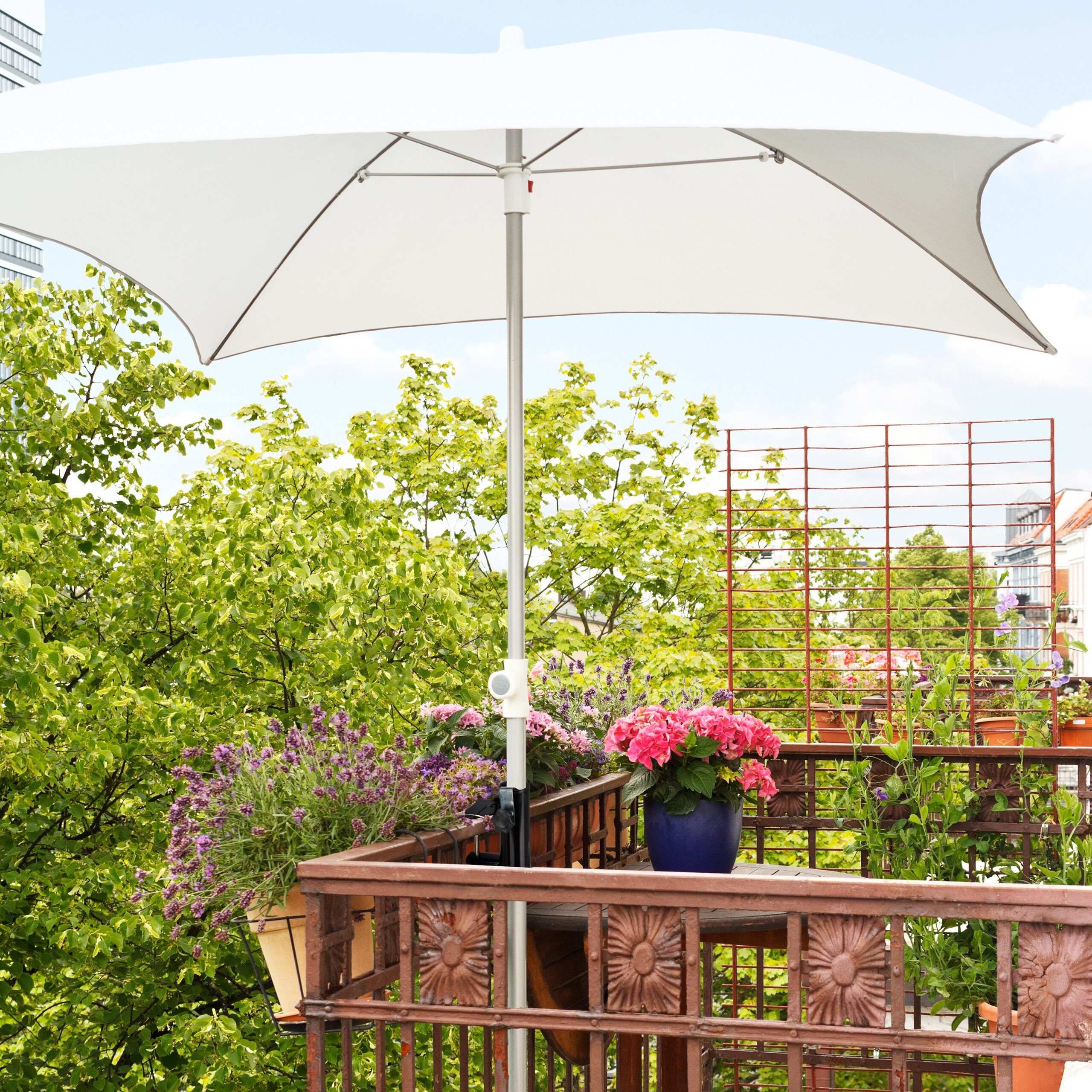 relaxdays Schirmhalter Schirmhalterung für Balkon schwarz