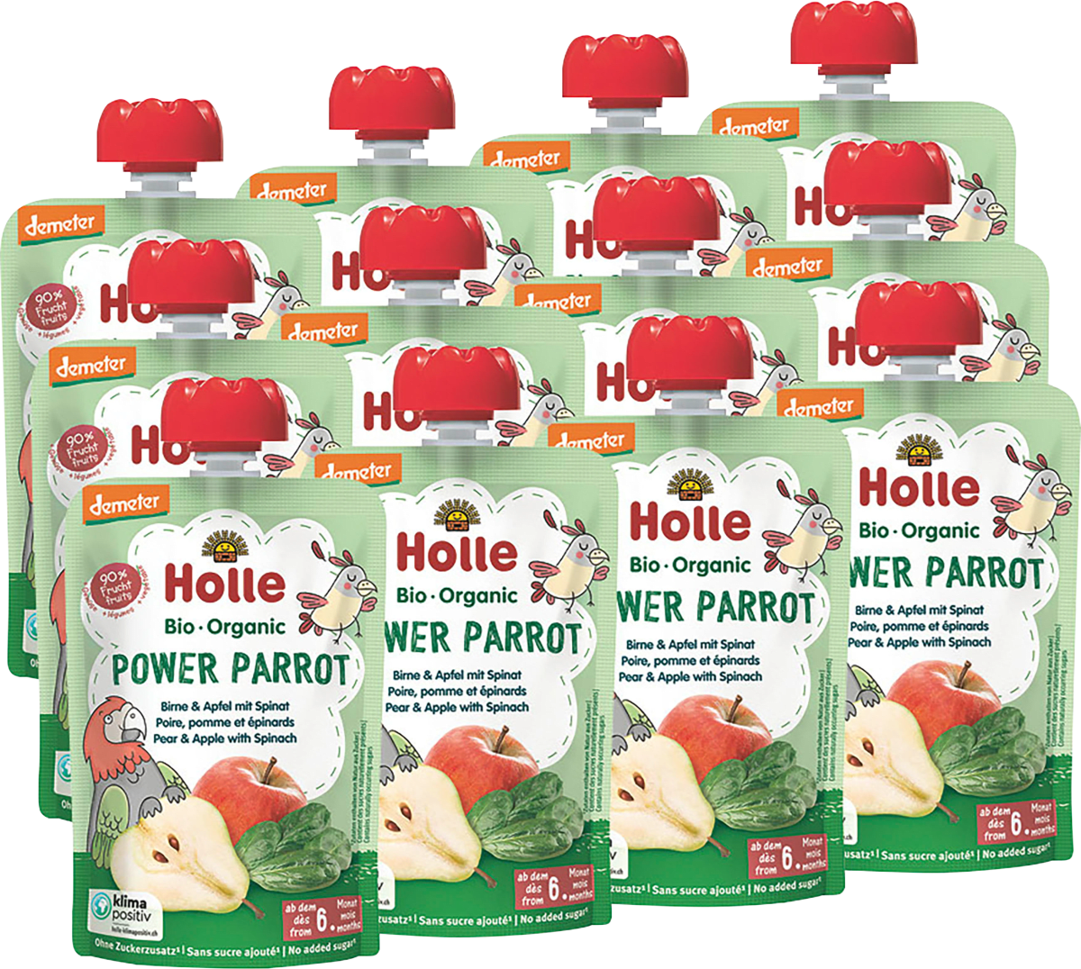 Quetschie Power Parrot, Birne & Apfel mit Spinat ab 6 Monaten, 100 g