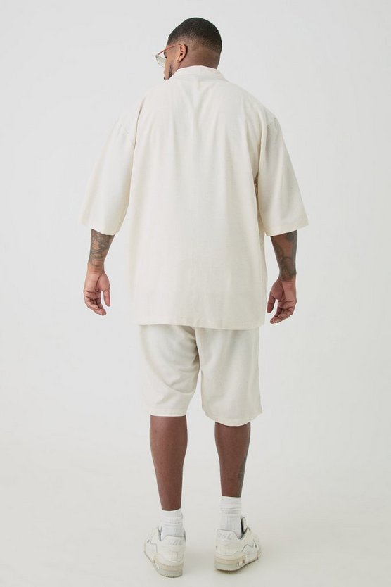 Plus Oversize Leinen-Hemd & Shorts