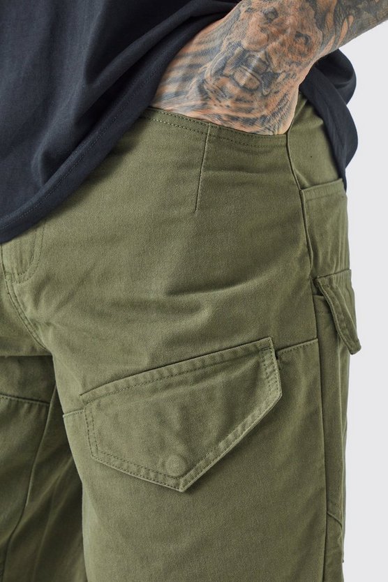 Tall lockere asymmetrische Cargo Twill-Hose