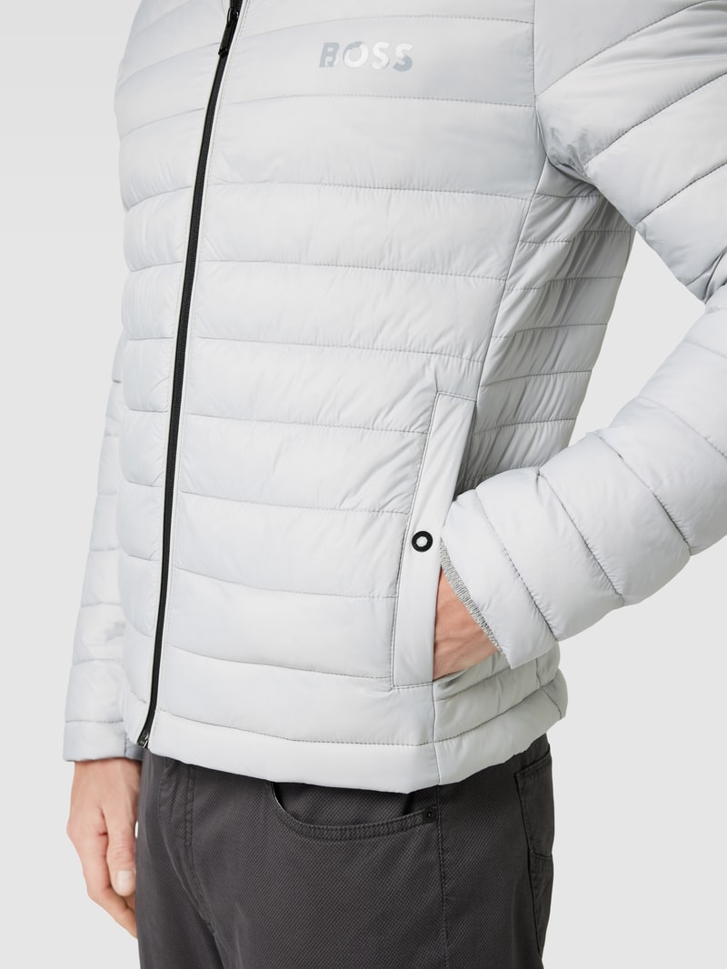 Steppjacke mit Label-Print Modell 'Calanos' in mittelgrau