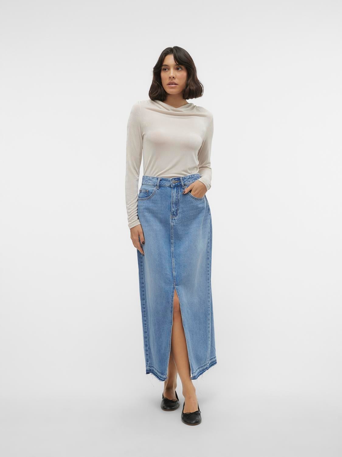VMZAYLA Hohe Taille Langer Rock