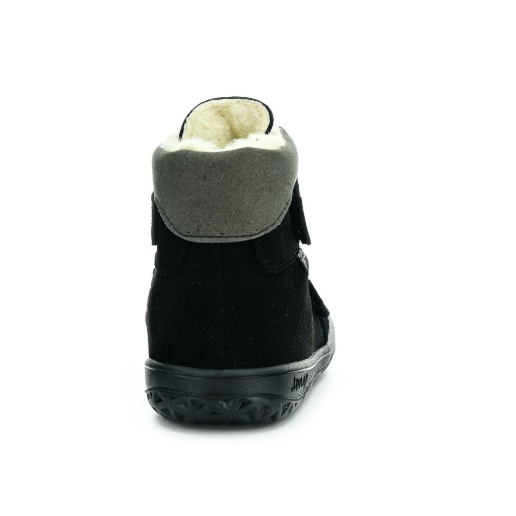 Jonap Jerry Winter mit Wolle gefütterte schwarze Winterbarfußschuhe
