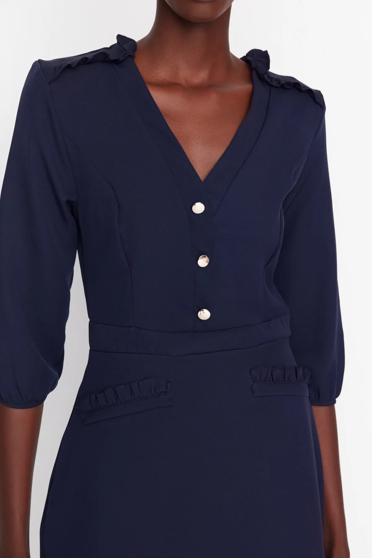 Trendyol Collection  Marineblaues Super-Mini-Webkleid TWOAW23EL00604