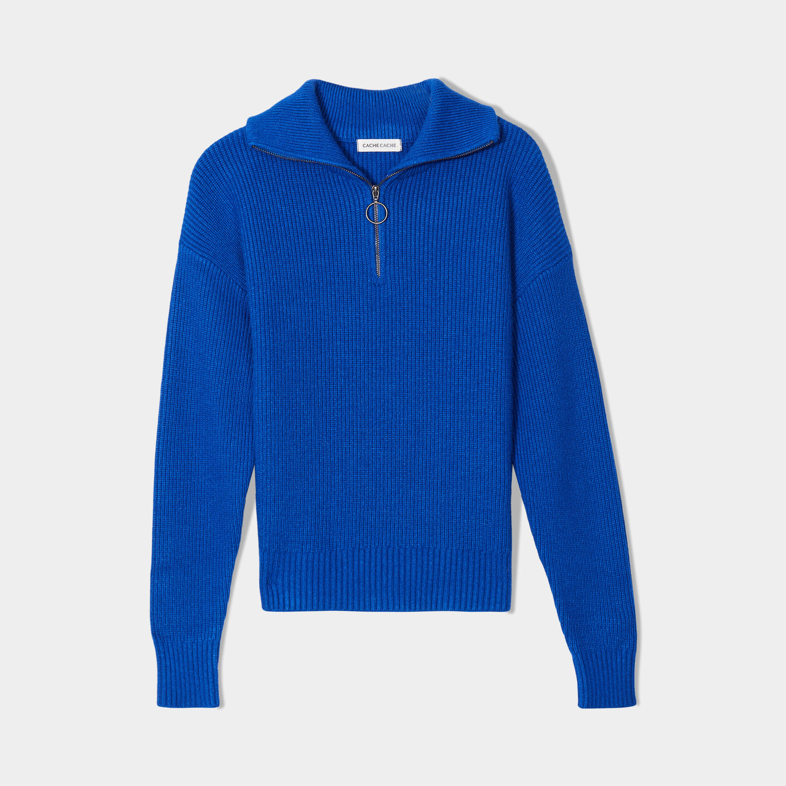 Pull col camionneur bleu electrique femme | Cache Cache