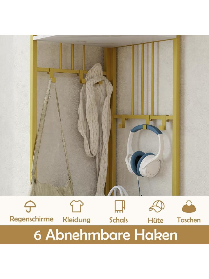 COSTWAY 180CM Garderobenständer Eck in Gold günstig kaufen onesize