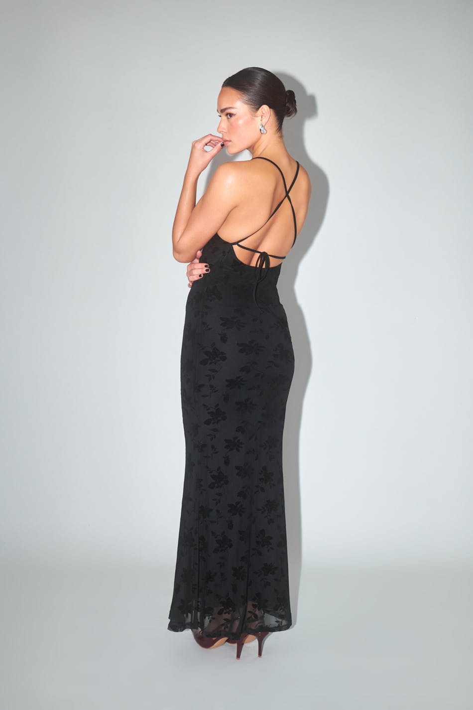 Burn out velvet maxi dress