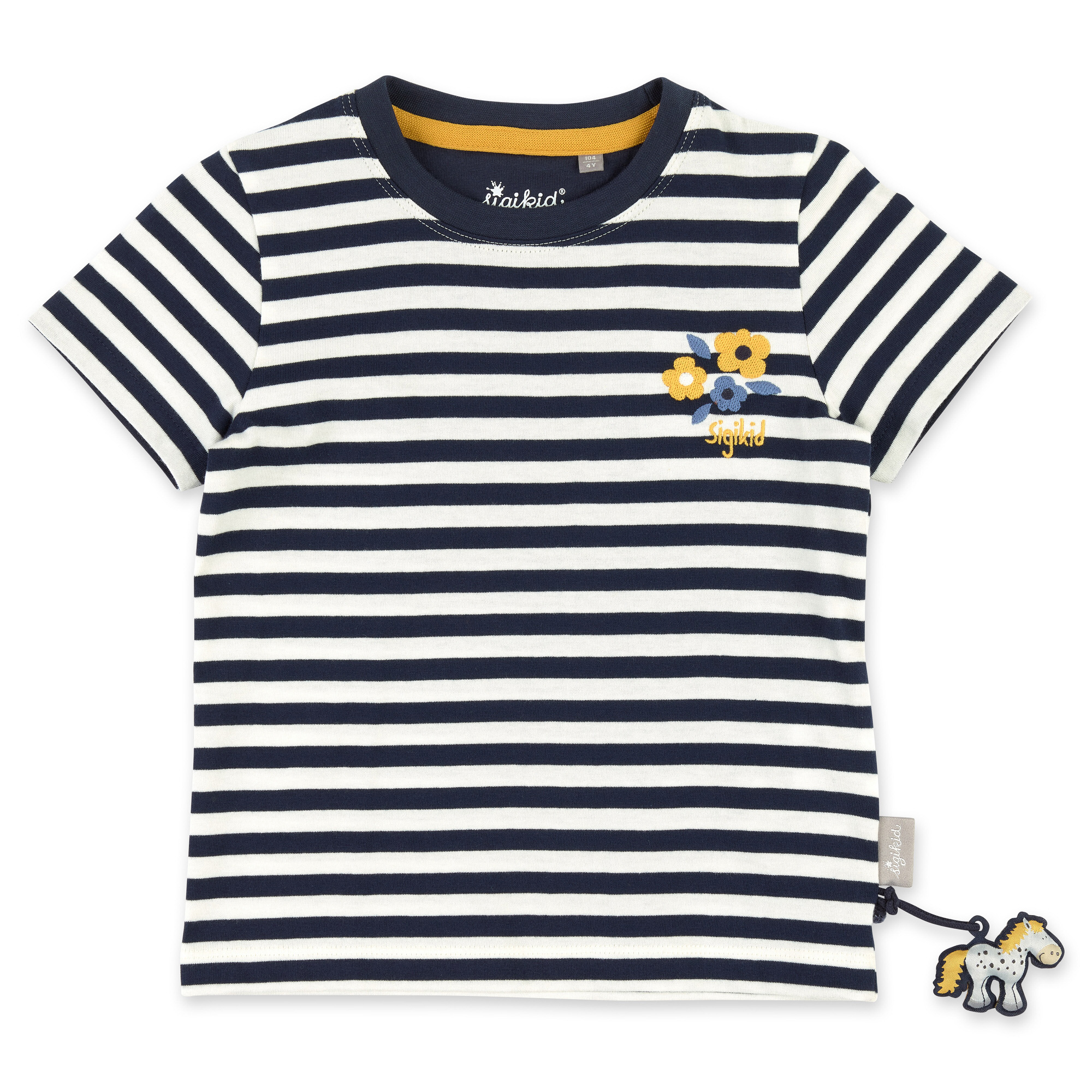 Blau-weiß geringeltes Kinder T-Shirt mit Blümchen bestic