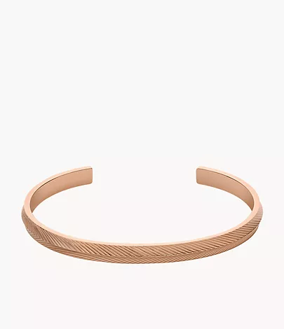 Fossil Armspange Harlow Linear Texture Edelstahl roségoldfarben